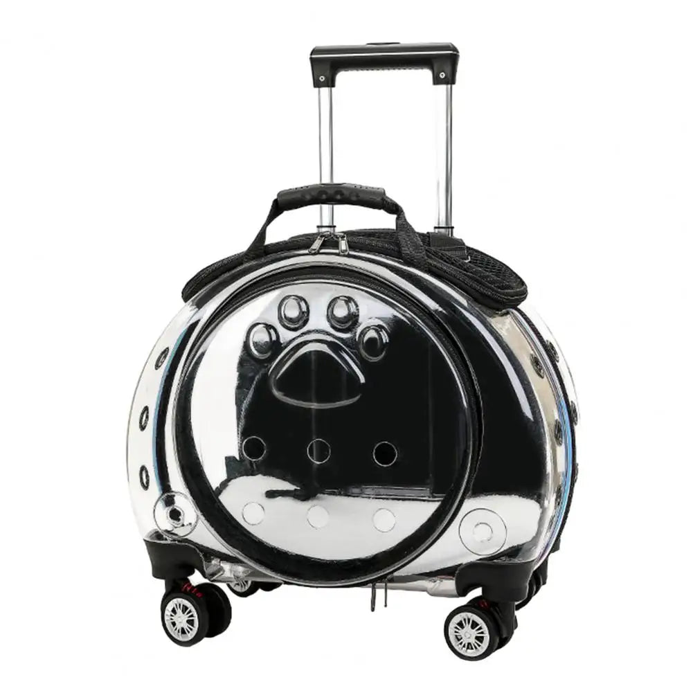 Pet Trolley Case, Clear Ventilation Holes Silent Wheels, Portable Cats Dogs Backpack Carrier for Outdoor Travel Use