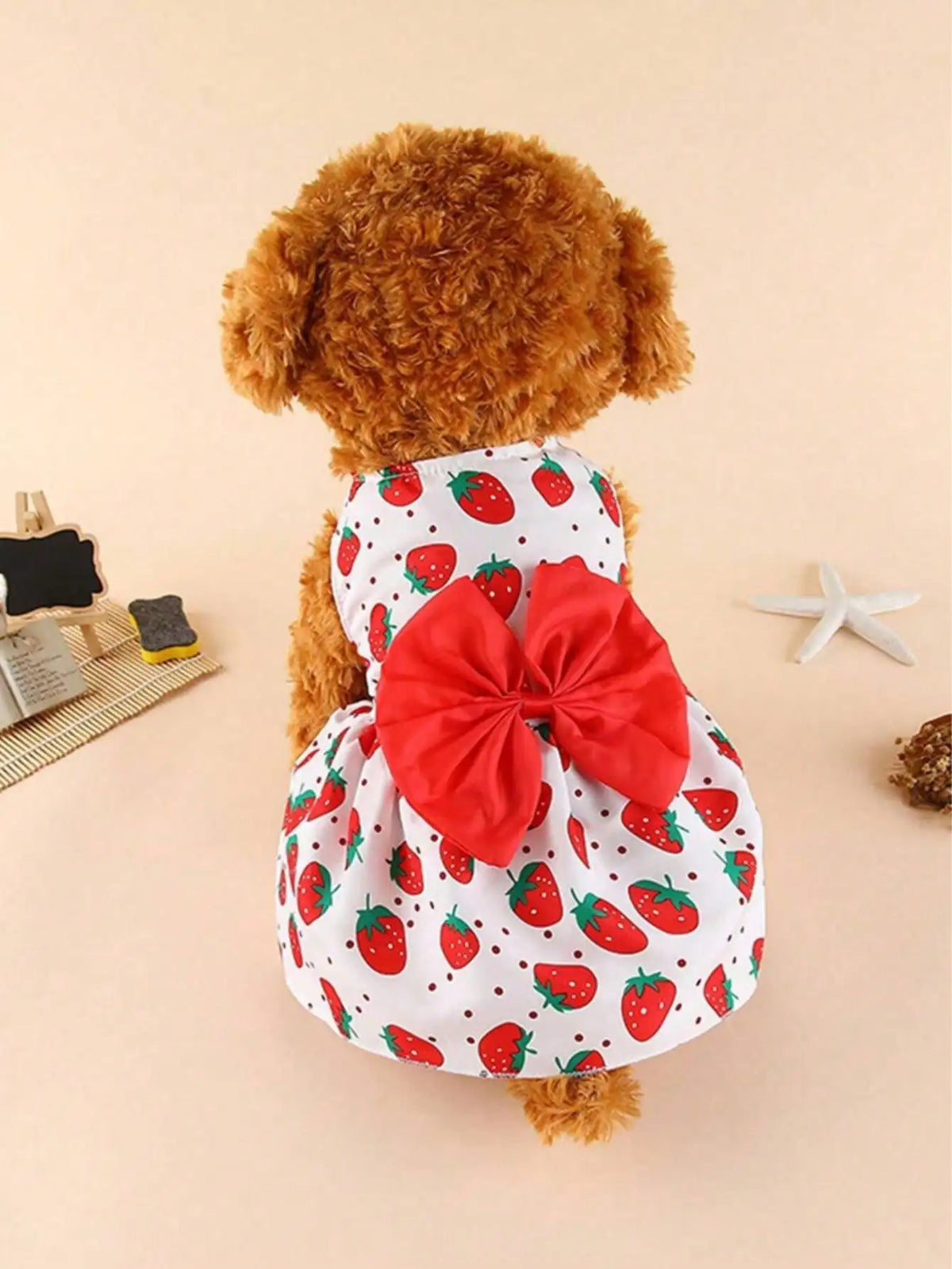 Strawberry Print Bow Dog Dress