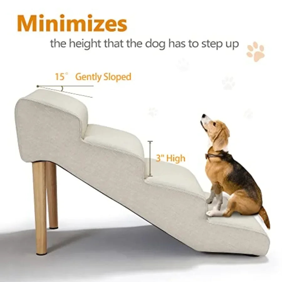 Pet Stairs For Dogs Imitation Linen And Faux leather