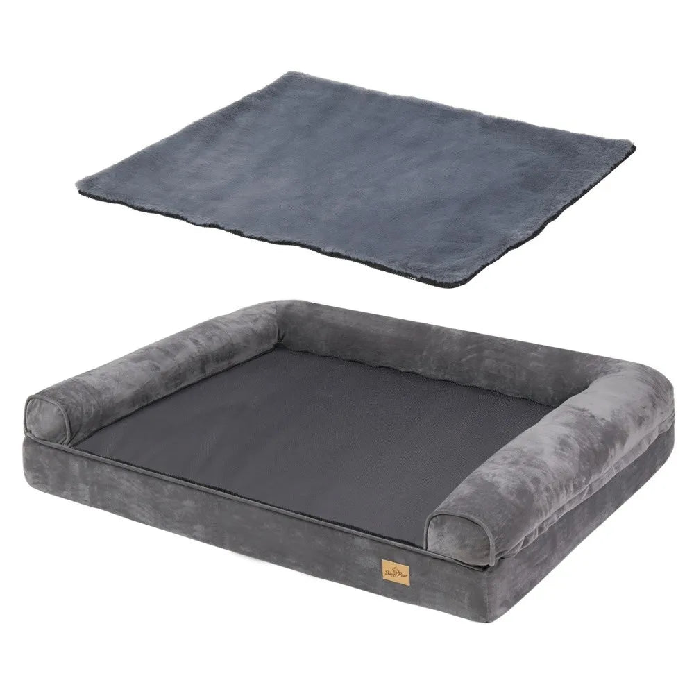 BORWART Orthopedic Memory Foam Dog Bed Removable Waterproof Plush Cover