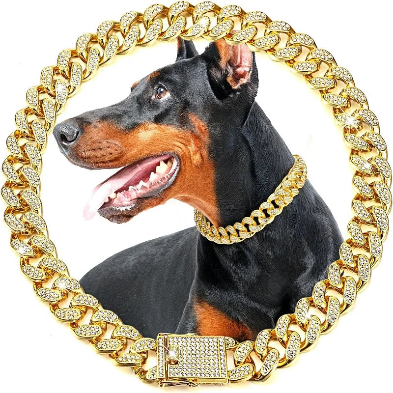 Luxury Stainless Steel Dog Chain Collar For Pets