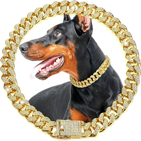 Luxury Stainless Steel Dog Chain Collar For Pets