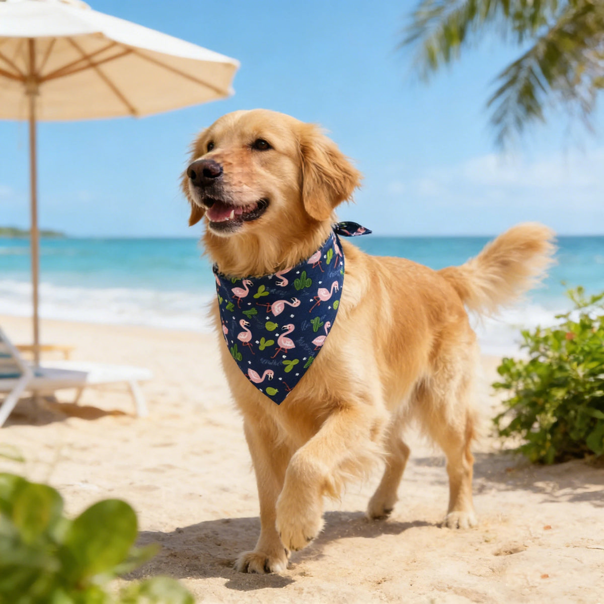 Soft Washable Floral Dog Bandana And Adjustable Pet Scarf