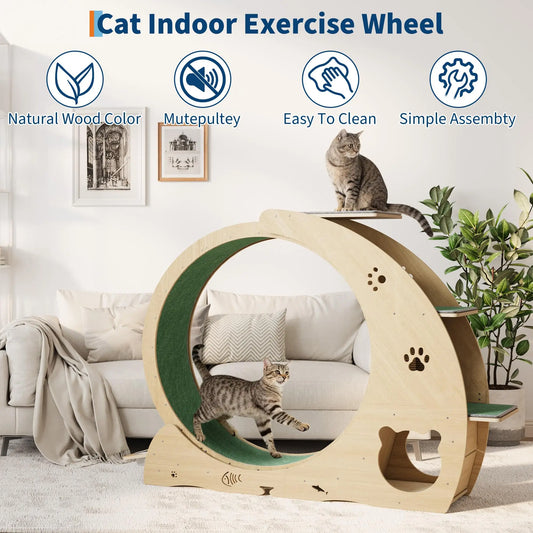 HiMiss 6 In 1 Cat Exercise Wheel With Integrated Scratcher