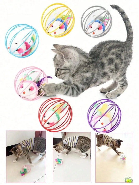 Interactive Fleece Cat Toy Set With Rolling Balls And Mice