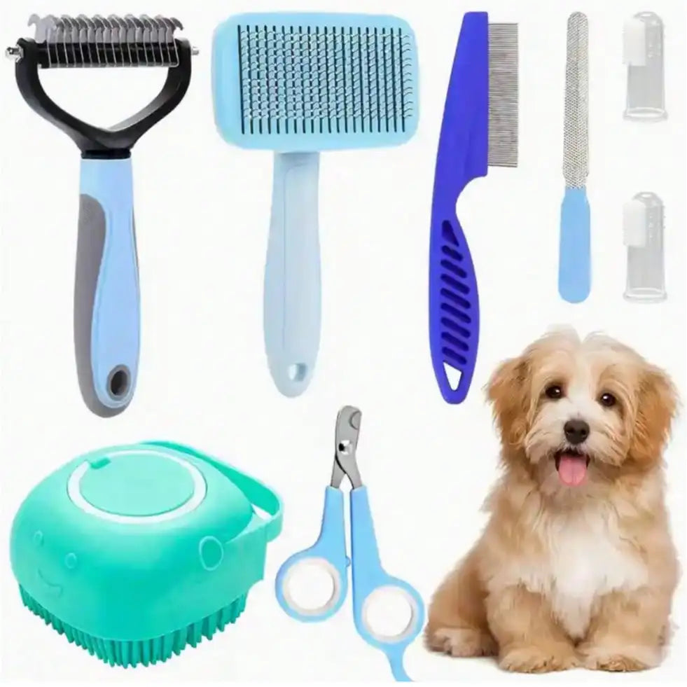 Complete Pet Grooming Kit With Nail Clippers And Brushes