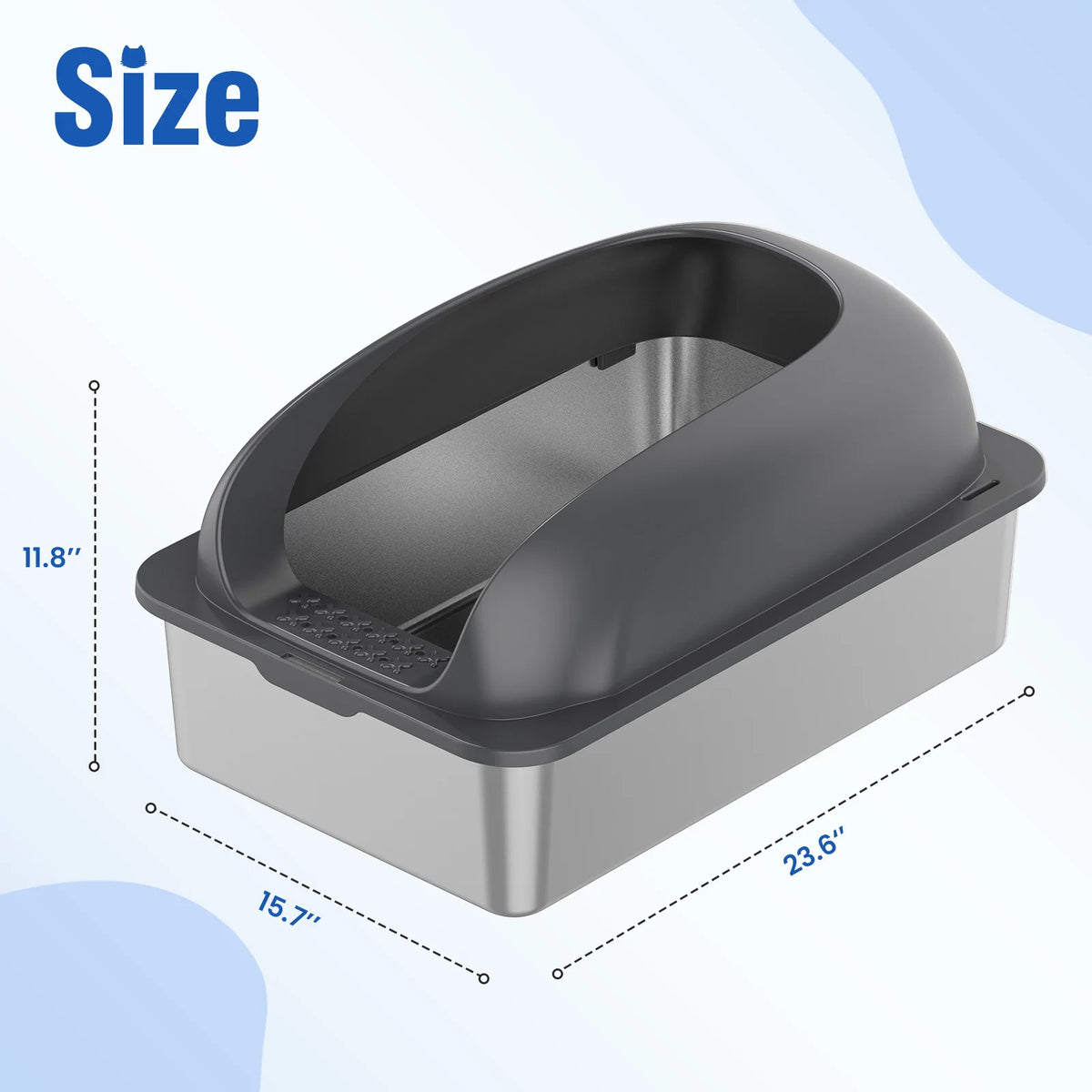 Stainless Steel Cat Litter Box With Lid And Mat Included