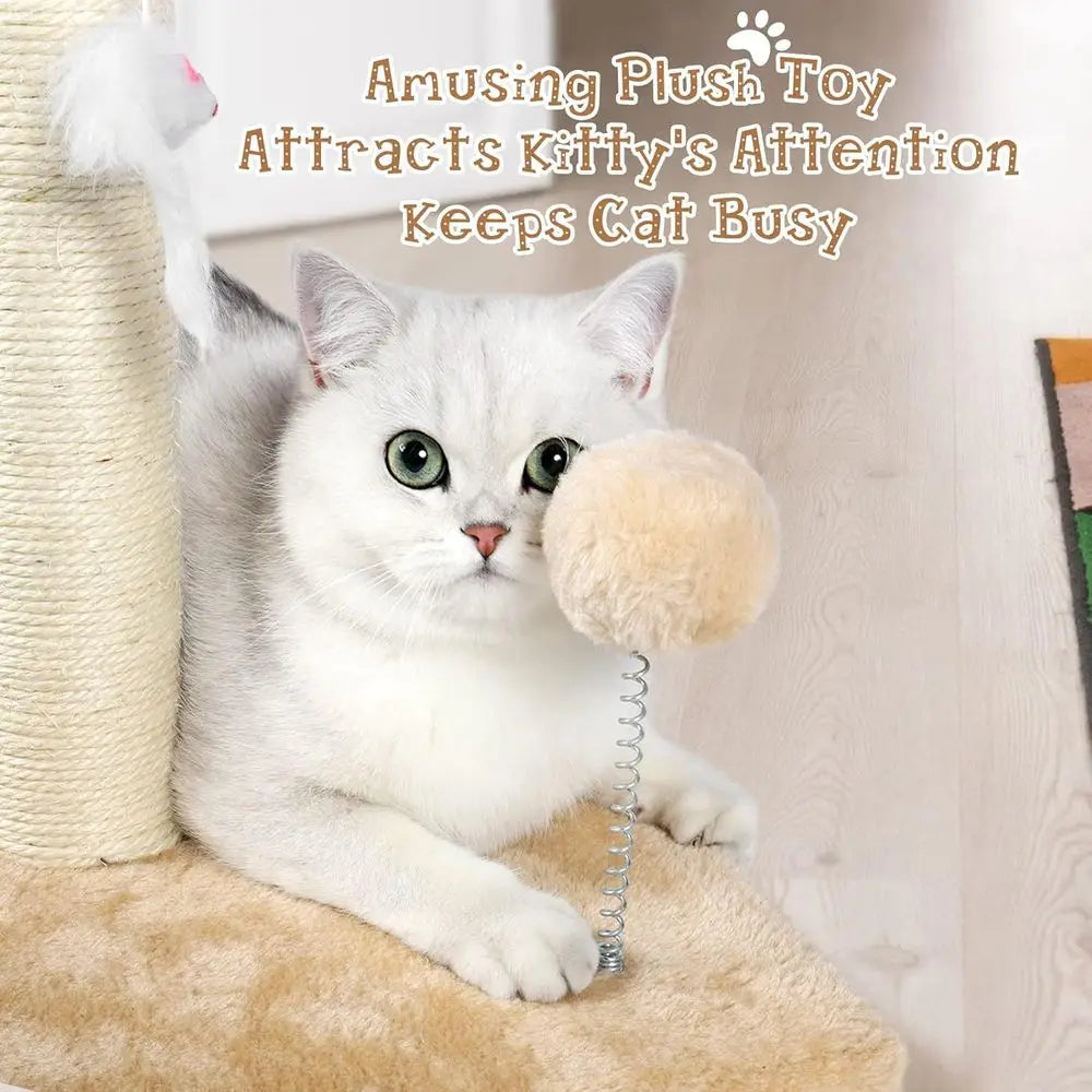 3-In-1 Cat Scratching Post With Plush Toys