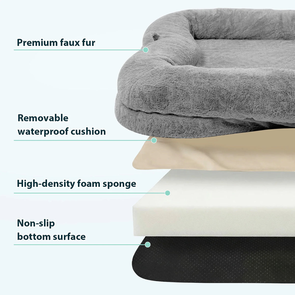 Portable Plush Dog Bed With Non Slip Bottom And Pocket