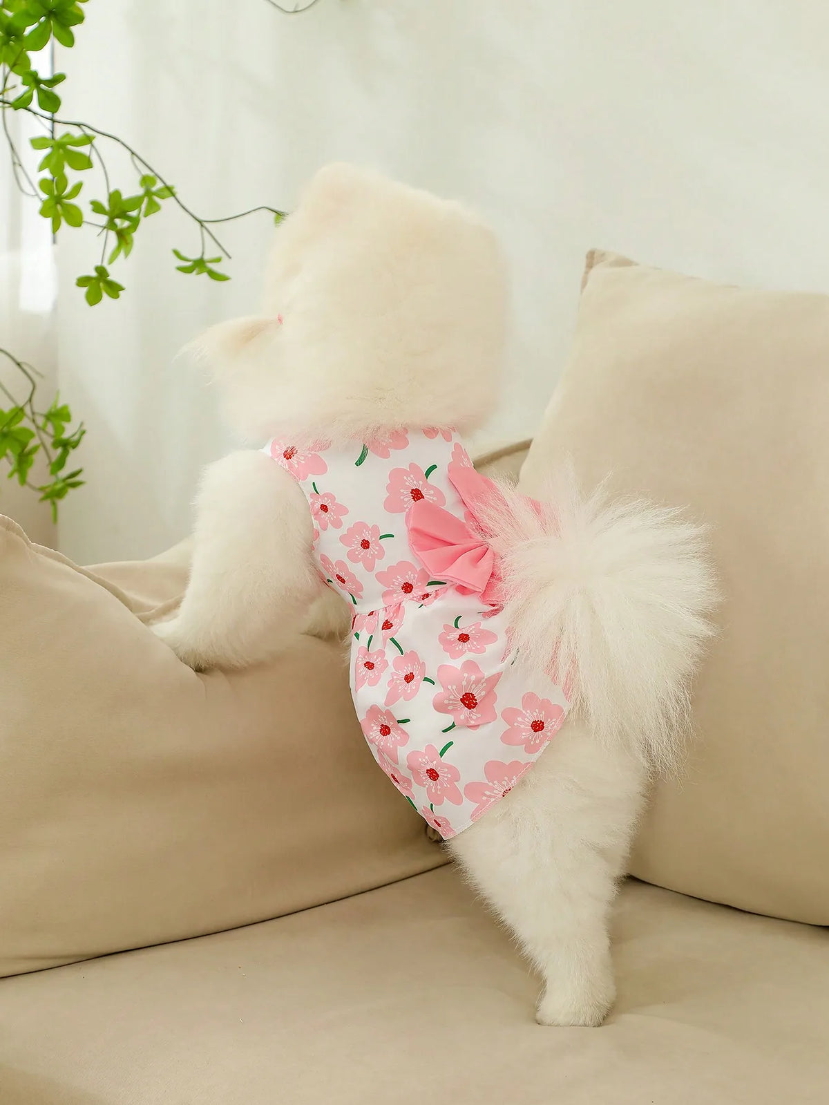 Strawberry Print Bow Dog Dress