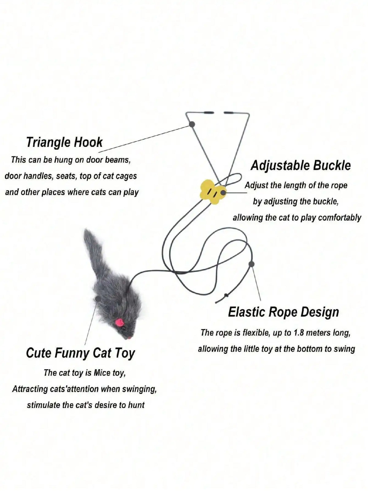 Adjustable Fleece Hanging Cat Toy For Interactive Play