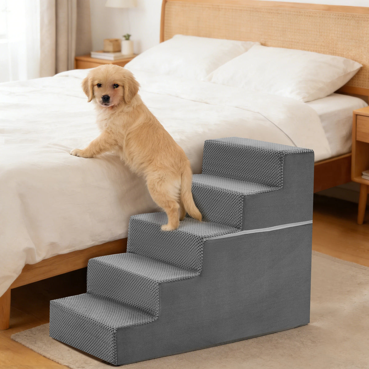 JHK Right Angled Foam Dog Stairs Ramp Three To Five Steps