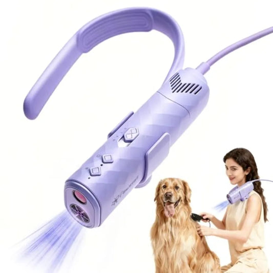 Pet Grooming Dryer With Neck Hanging Design And Airflow