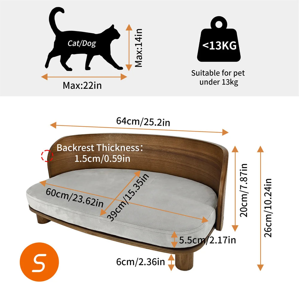BORWART Elevated Wood Pet Sofa For Small Dogs And Cats
