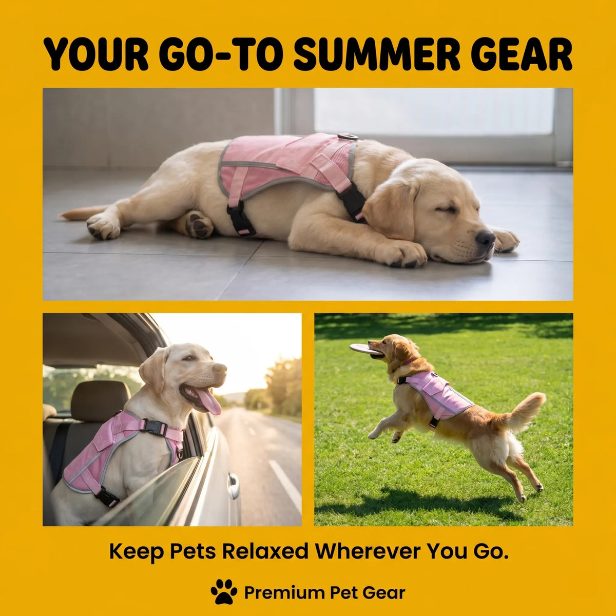 Dog Cooling Vest Harness With Gel Packs