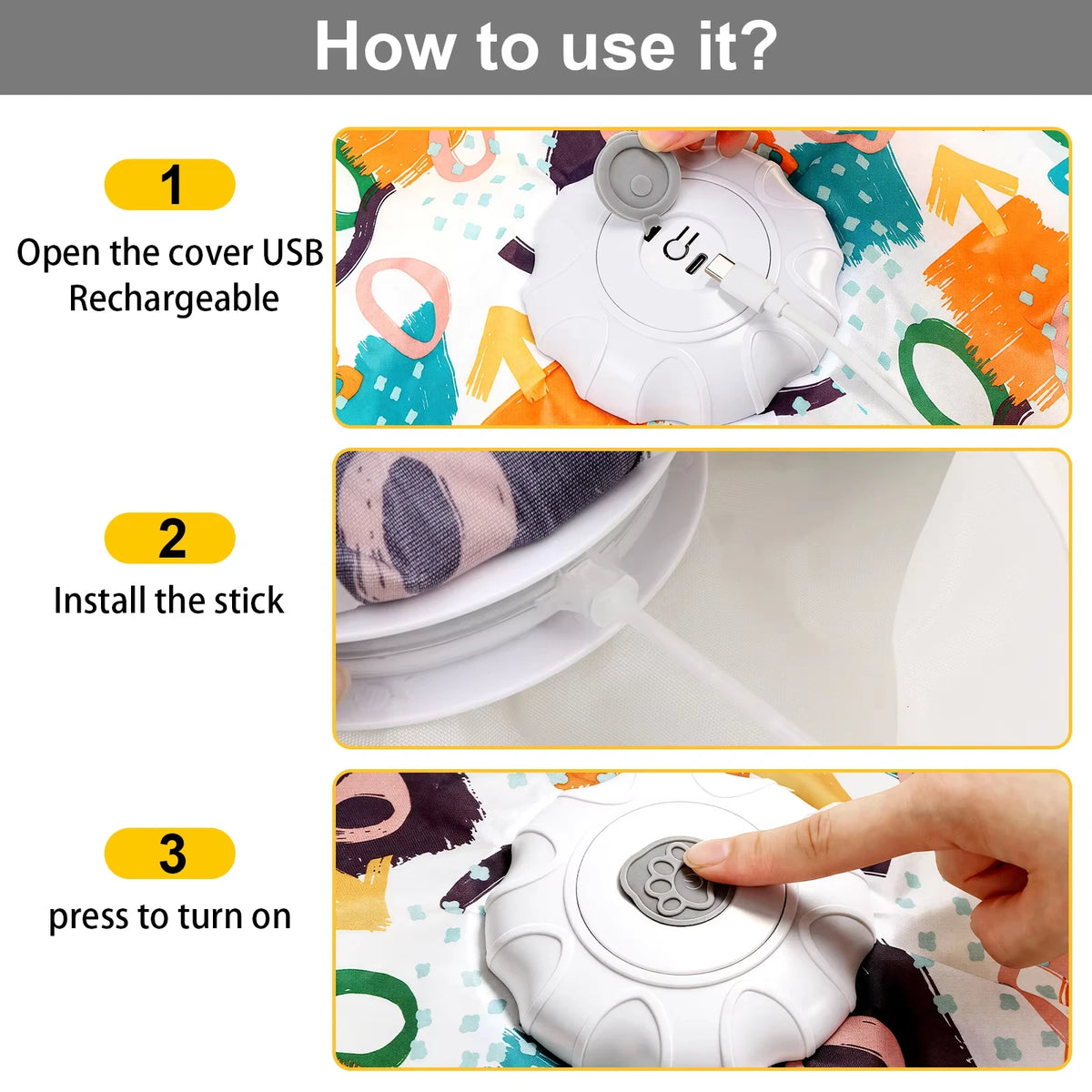 Automatic Interactive Cat Toy Hide Seek Moving Feather Sensor