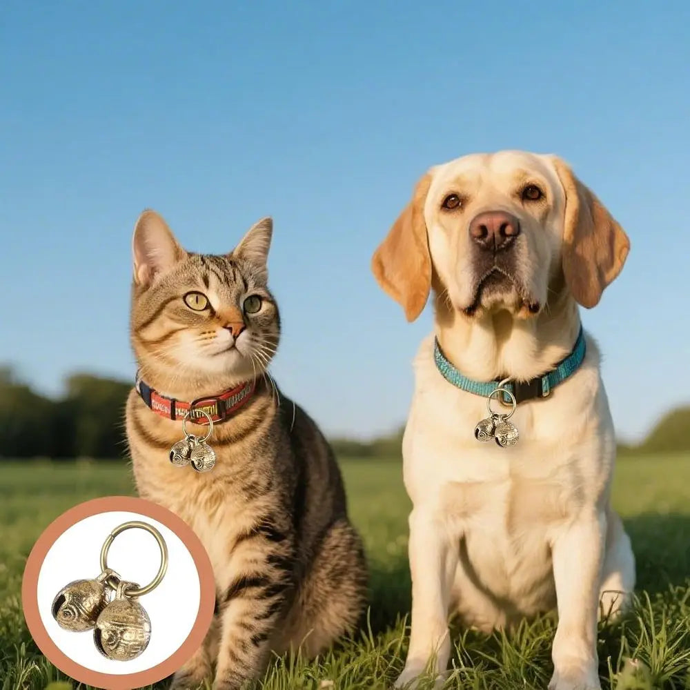 Copper Dog Collar, 4 PCS Brass Dog Extra Loud Collar or Pet Tracking Anti Lost Training Pets Pendant Accessories Anti Theft for