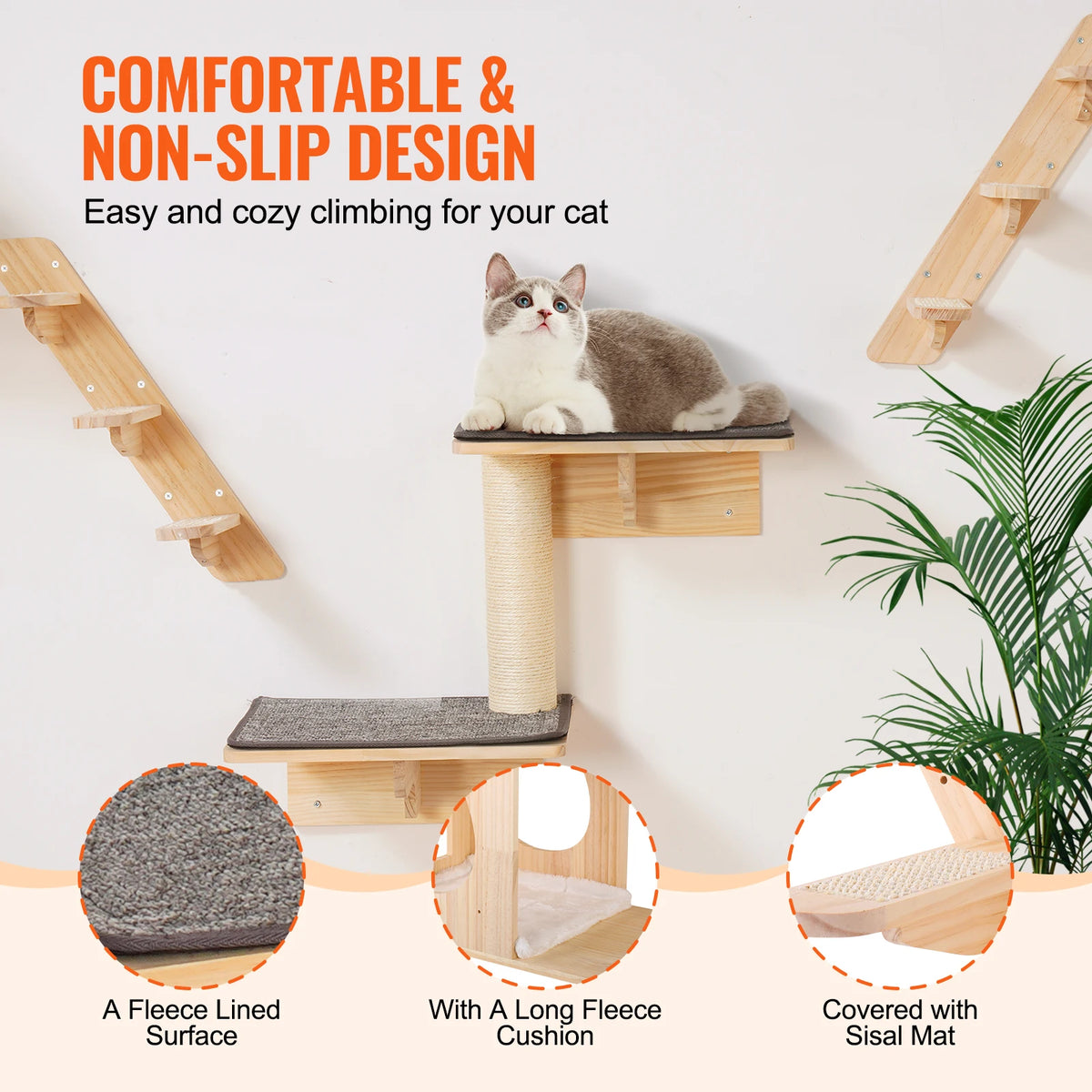 SucceBuy Wall Mounted Cat Shelves Cat Tree