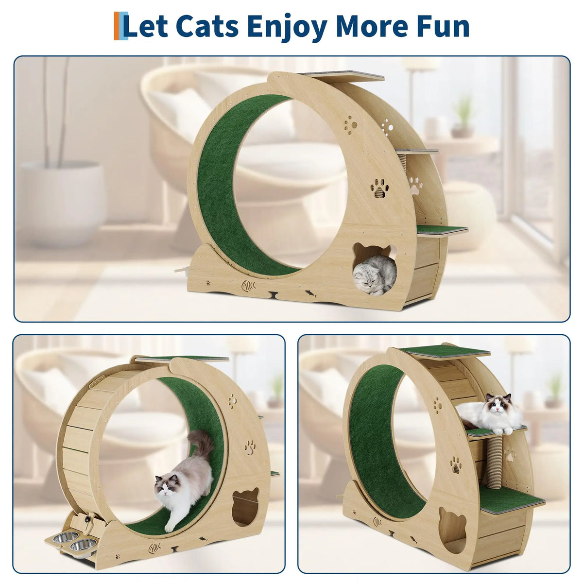 HiMiss 6 In 1 Cat Exercise Wheel With Integrated Scratcher