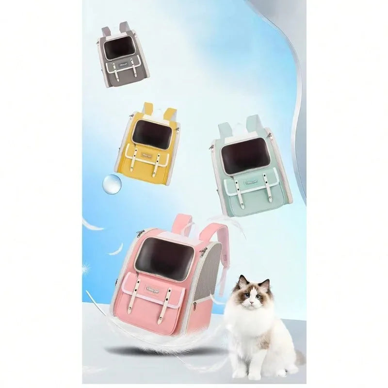 Large Capacity Foldable Cat Backpack Carrier, Ideal For Small Animals & Puppies, Airline Approved, For Travel, Hiking, Vet Transport & Outdoor Use Fully Ventilated Design For Ultimate Comfort On-The-Go