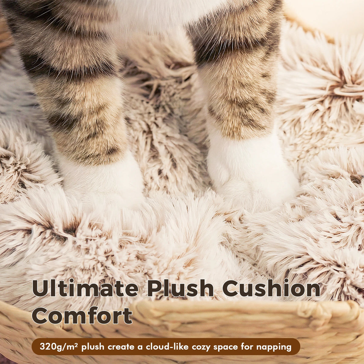 Modern Cat Tree with 3 Rattan Baskets Thick Cushions Sisal Scratching Posts Multi‑Level Cat Tower for Indoor Cats Large Cat Condo Pet Furniture Bed Cat Toys