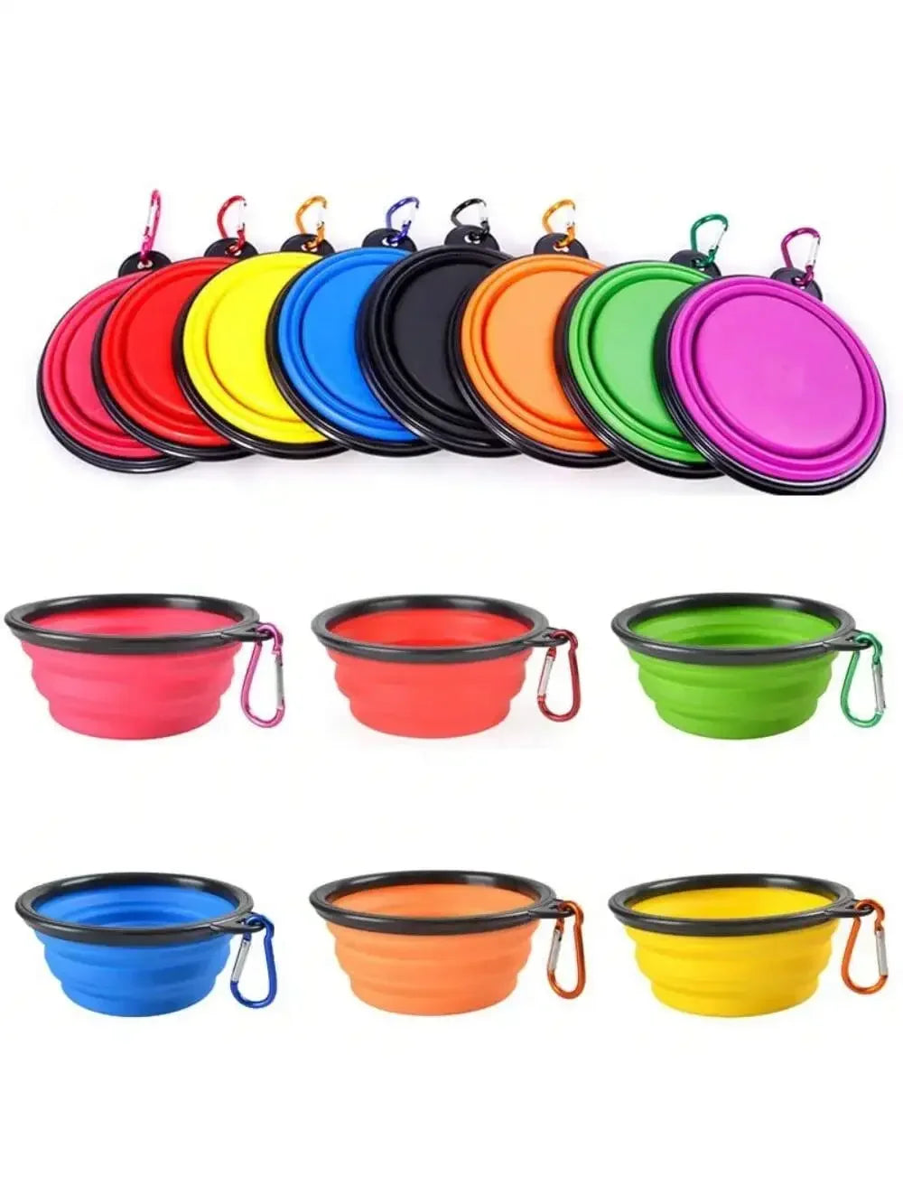 Portable Folding Silicone Pet Feeder Bowl With Carabiner