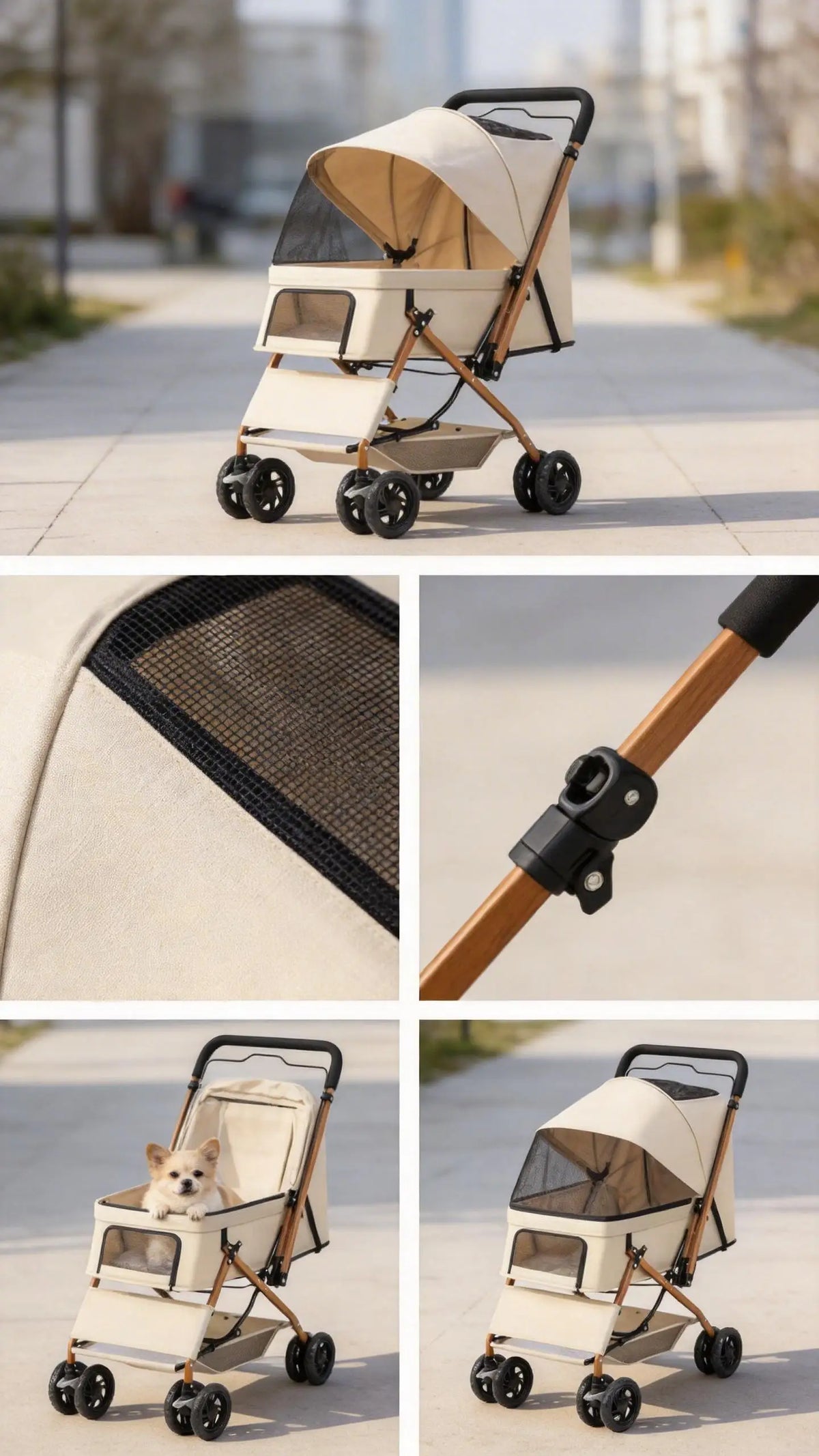 Premium Pet Stroller With Large Space For Small Dogs Cats