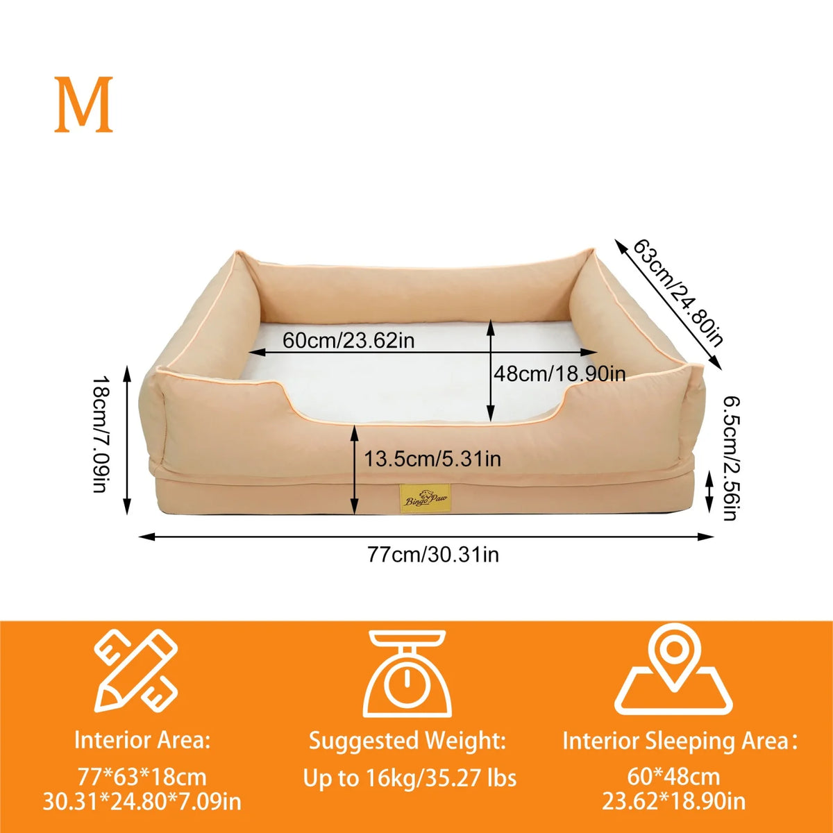 Bingopaw Orthopedic Dog Bed With Removable Waterproof Cover