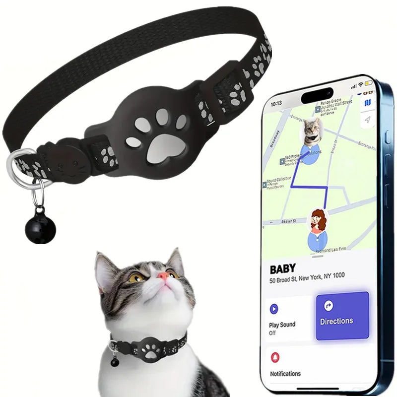 Reflective AirTag Cat Collar With Quick Release Buckle