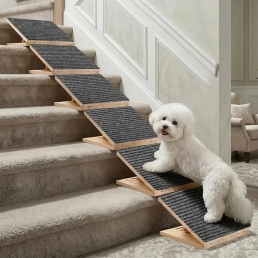 Adjustable Wooden Dog Ramp For Stairs Foldable Indoor