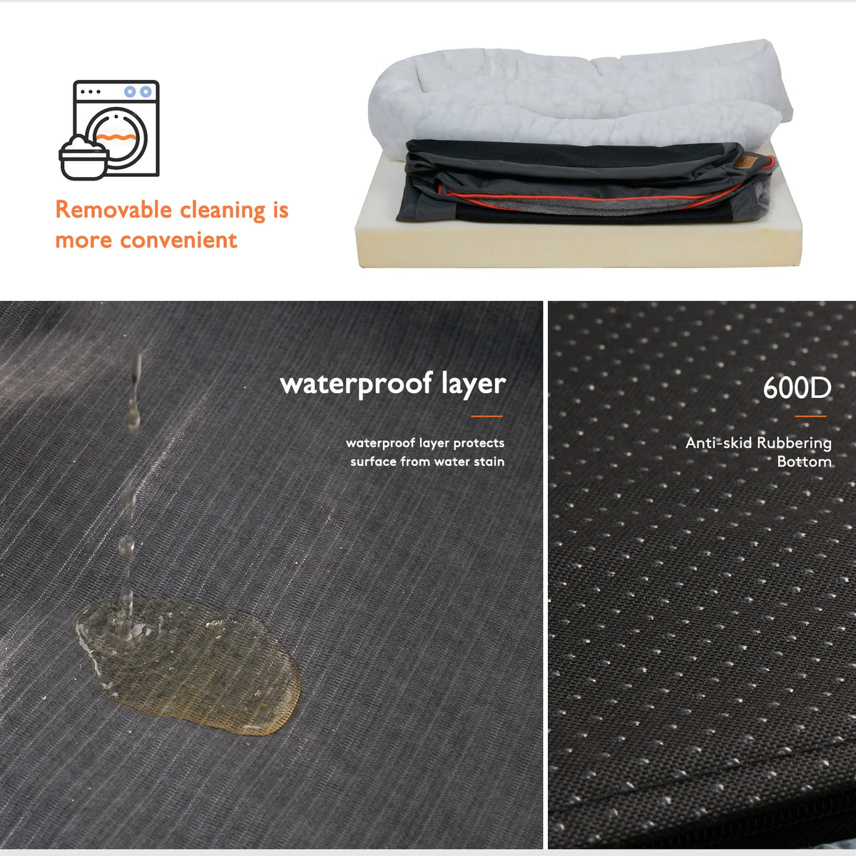 BINGOPAW Dog Bed Anti Allergy Waterproof With Removable Cover