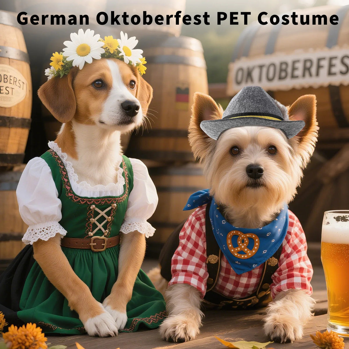 German Pet Hat, Adjustable Oktoberfest Pet Costume Hat with Feather & Ribbon, Mini Bavarian Style Pet Accessory for Dogs and Cats, Halloween Party Photo Prop