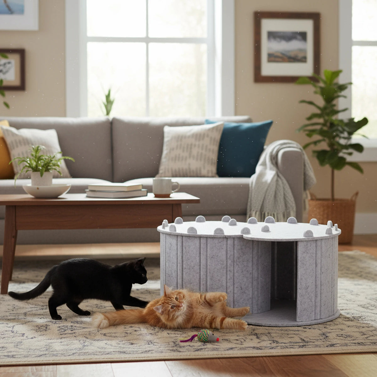 Foldable Cat Tunnel Bed Double Layer Peekaboo Cave House