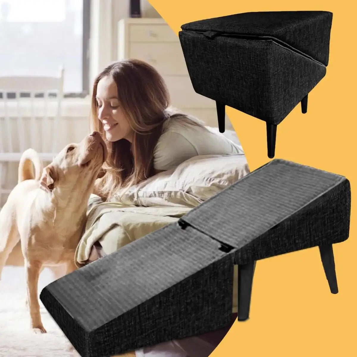Foldable Wooden Dog Ramp And 2 In 1 Pet Steps