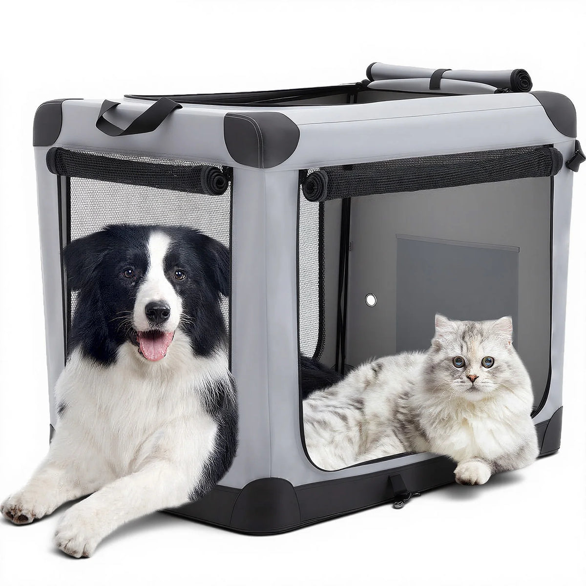 JHK Foldable Soft Dog Crate Portable Kennel With 3 Doors
