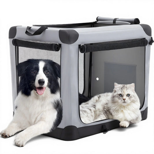 JHK Foldable Soft Dog Crate Portable Kennel With 3 Doors