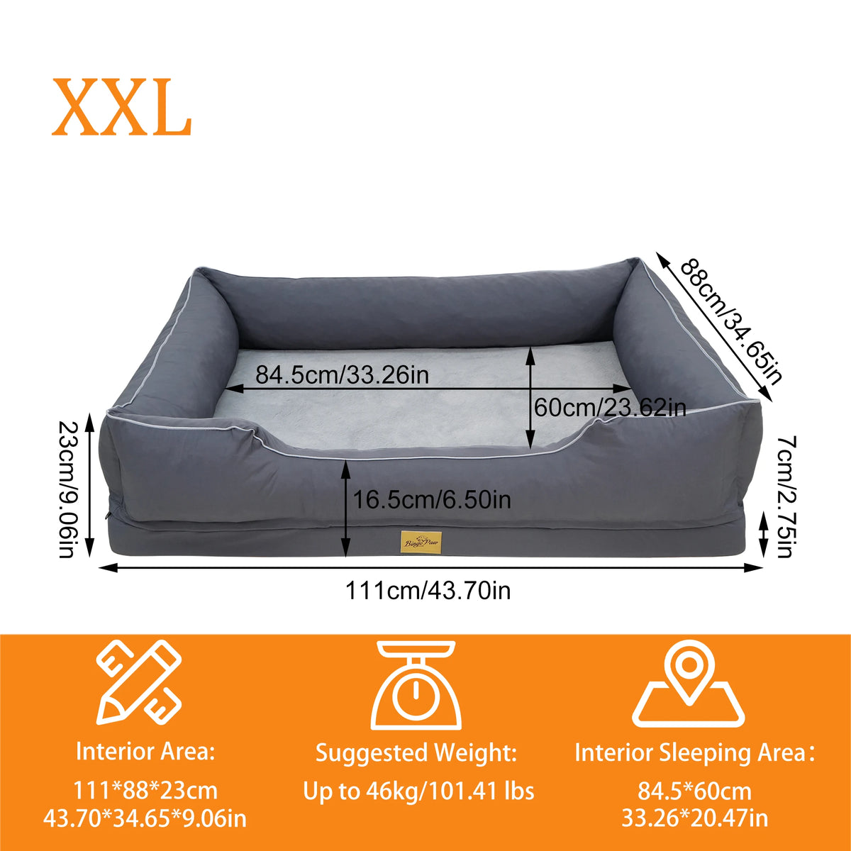 Bingopaw Orthopedic Dog Bed With Removable Waterproof Cover