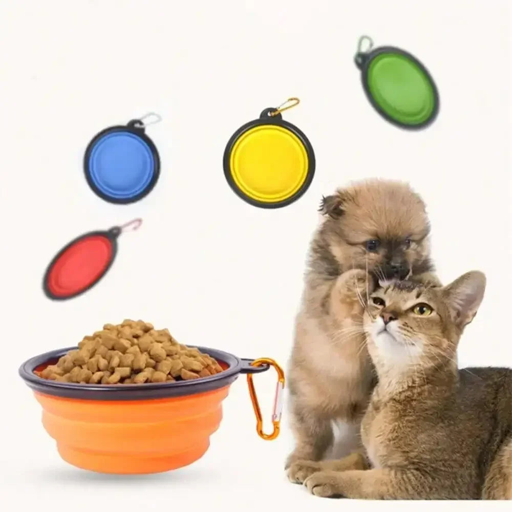 Portable Folding Silicone Pet Feeder Bowl With Carabiner