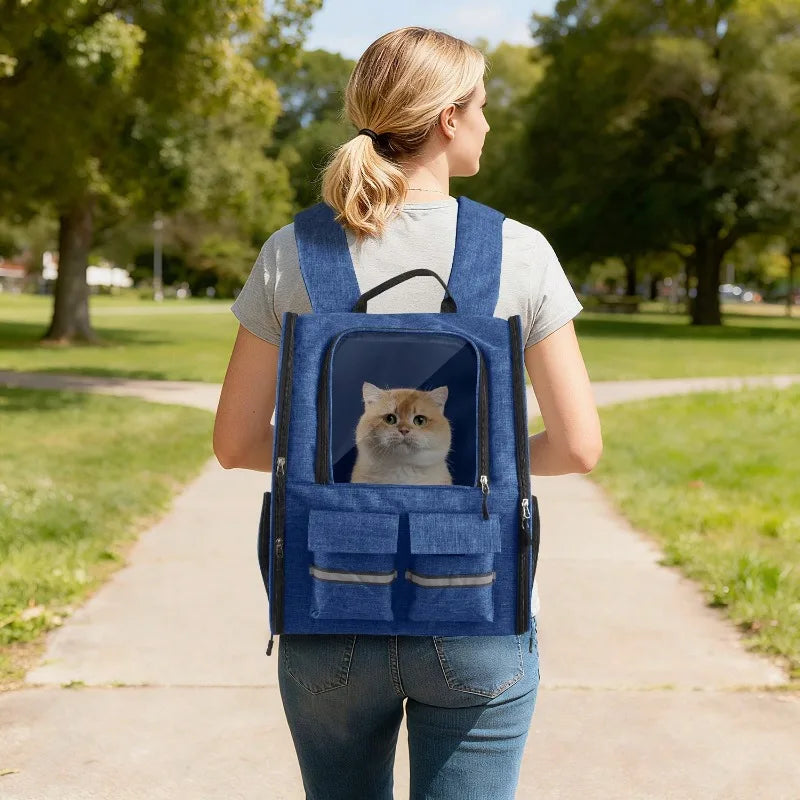 2-In-1 Trolley Pet Cat Bag | Cat Carrier With Wheels, Airline Approved Pet Carrier With Telescopic Handle, Polyester Rolling Dog Cat Carrier With Zipper Closure, Detachable Soft-Sided Travel Carrier With Shoulder Strap And Sa