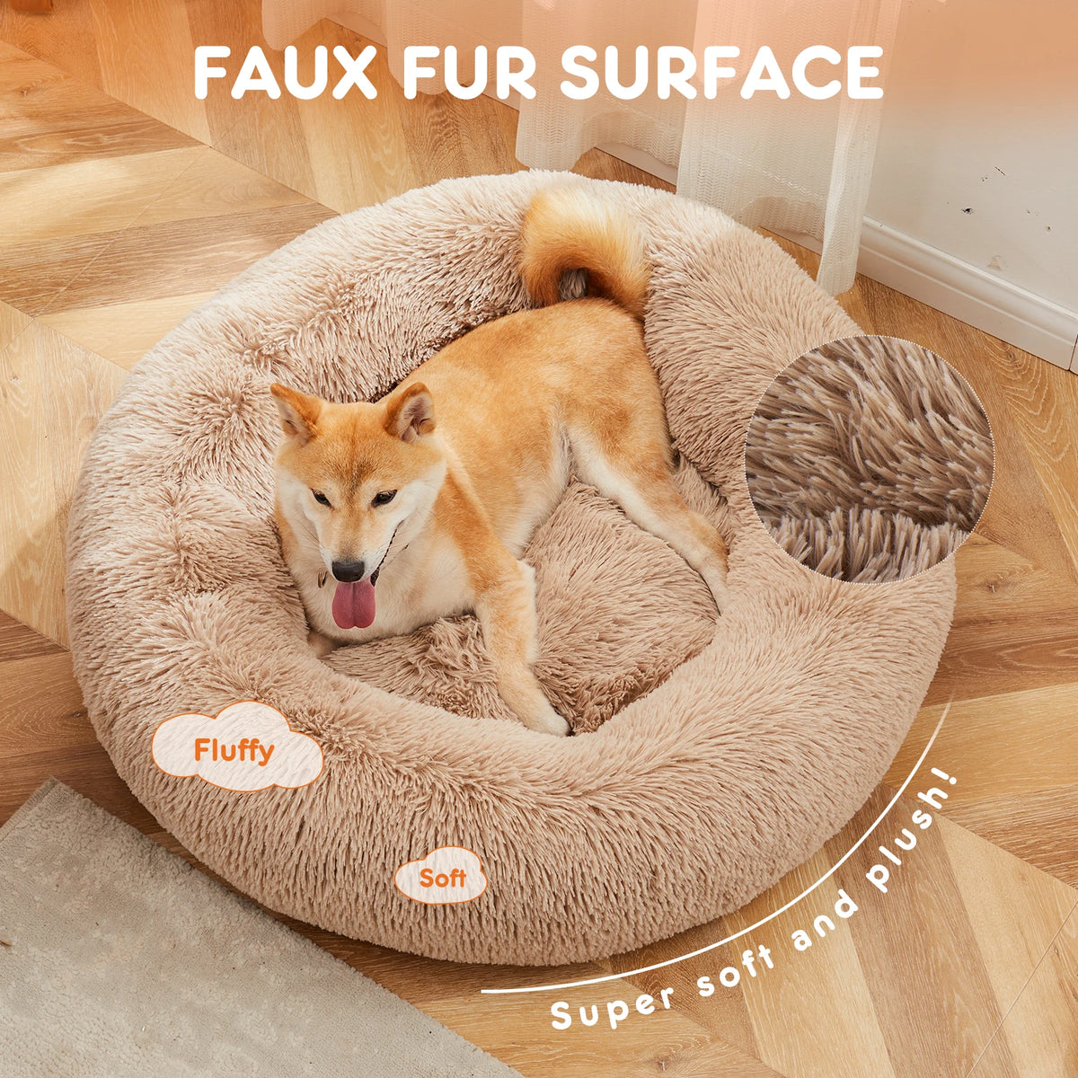 JHK Calming Dog Bed Washable Plush Fleece For Dogs