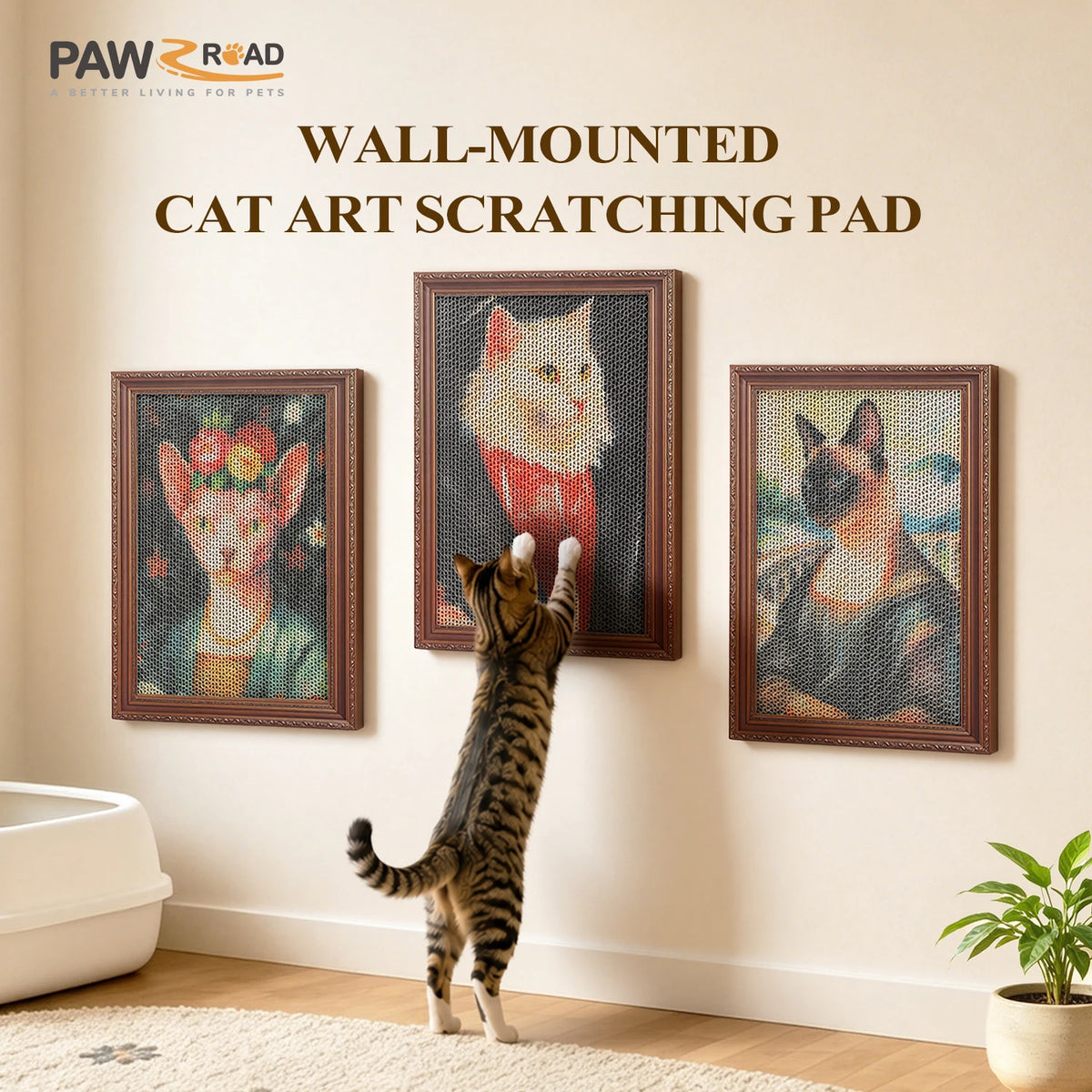 Pawz Road 3 Pack Wall Cardboard Cat Scratcher