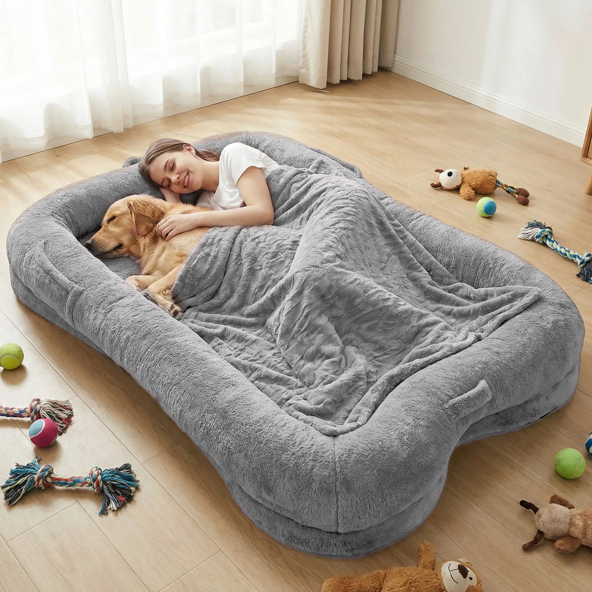 Portable Plush Dog Bed With Non Slip Bottom And Pocket