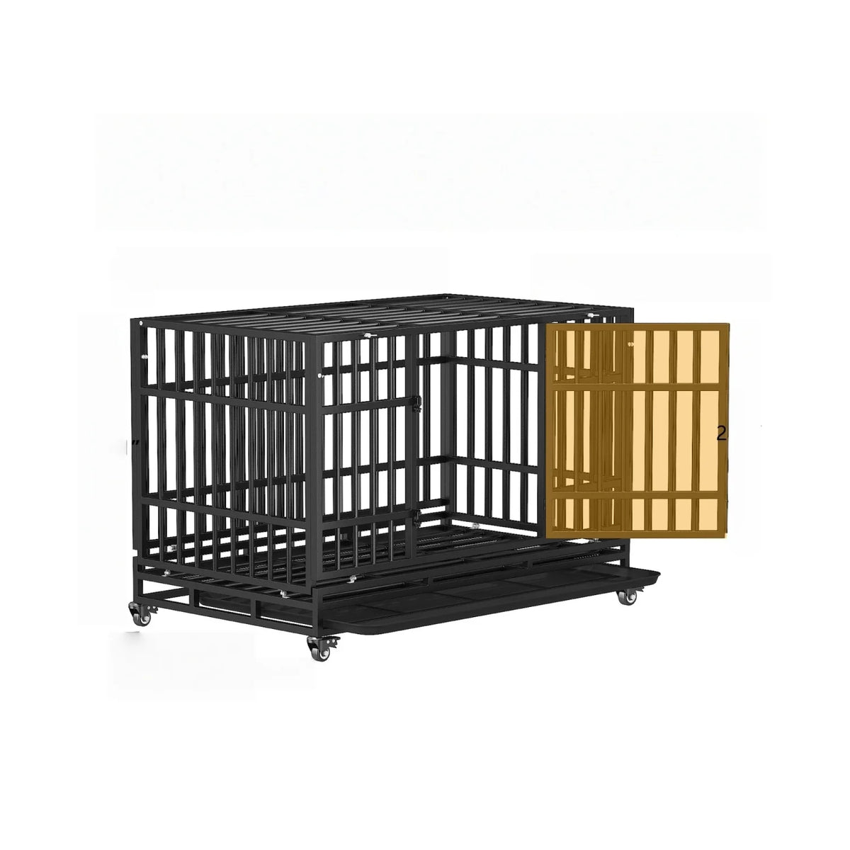 Heavy Duty Steel Dog Crate Double Door Design With Removable Tray