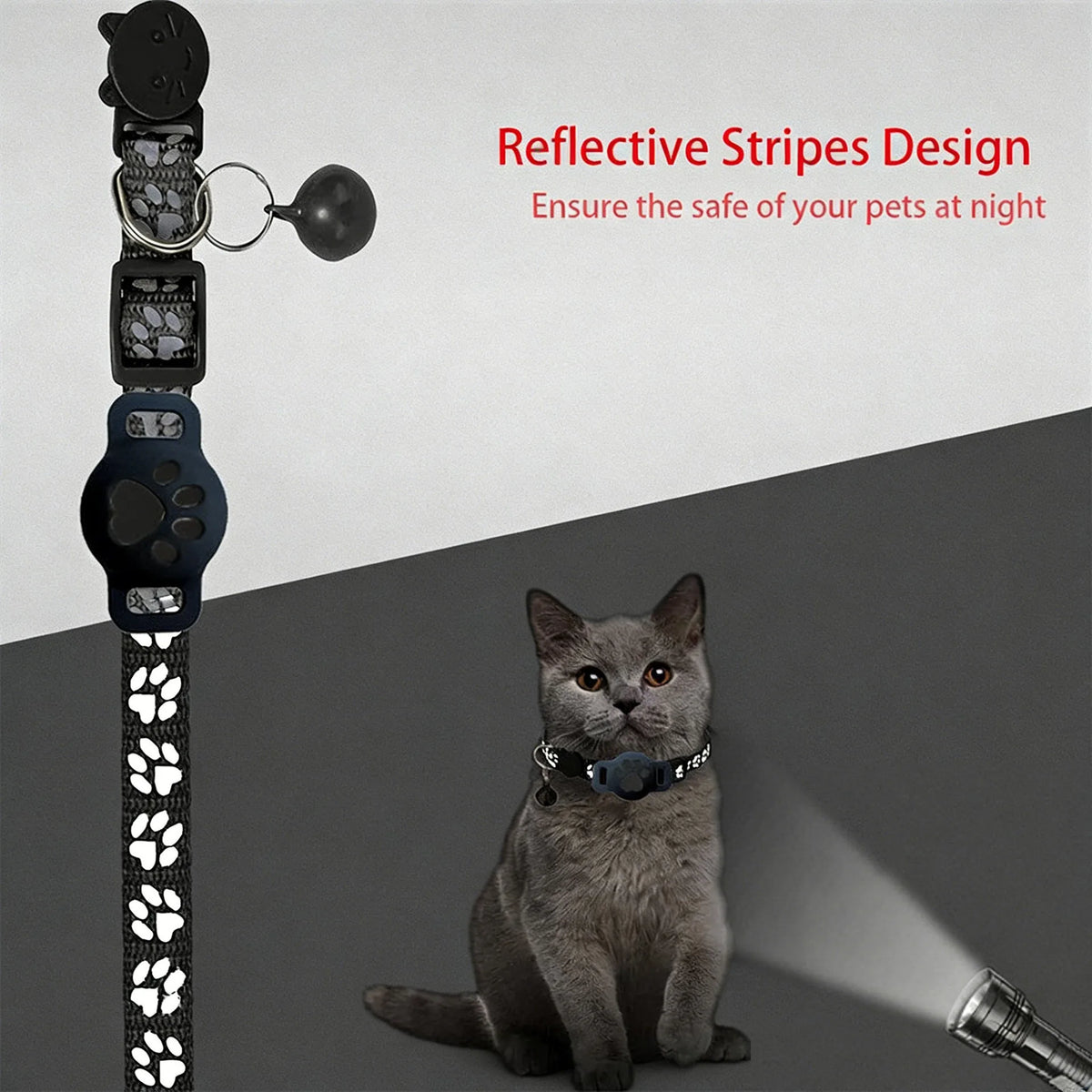 Reflective AirTag Cat Collar With Quick Release Buckle