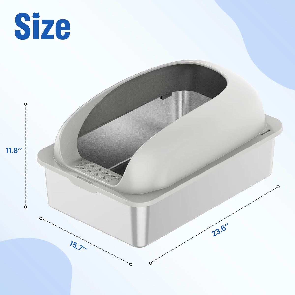Stainless Steel Cat Litter Box With Lid And Mat Included