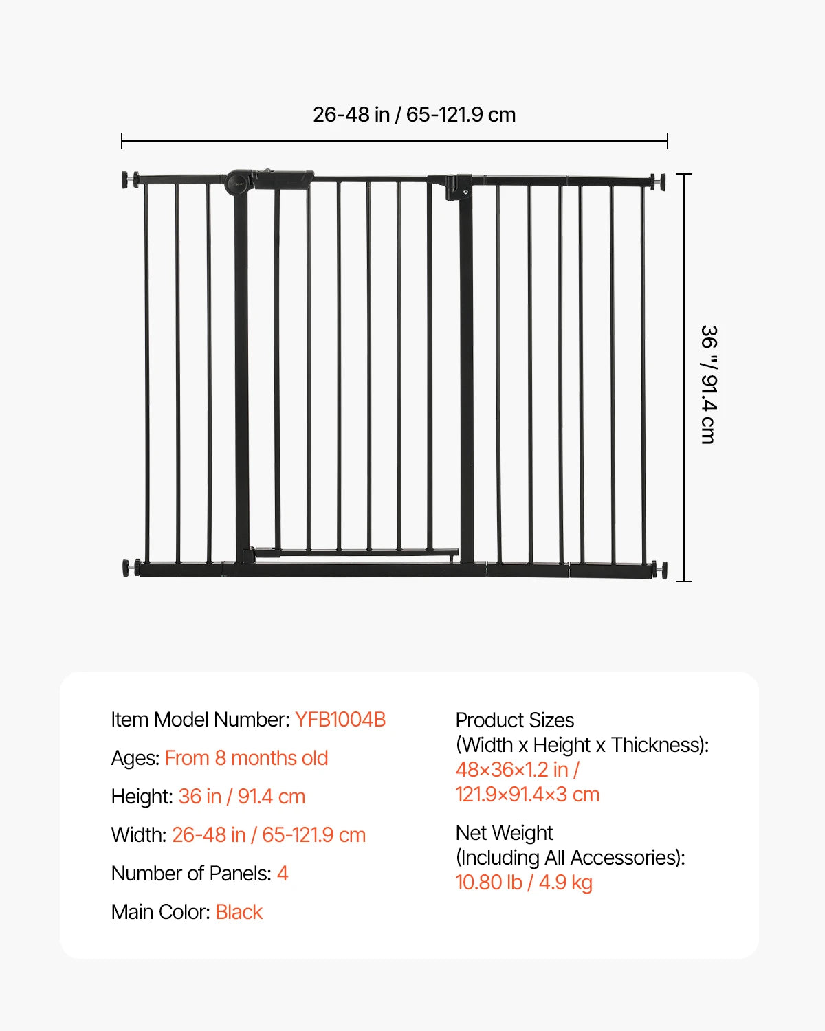 SucceBuy Stainless Steel Pressure Mount Baby And Pet Gate
