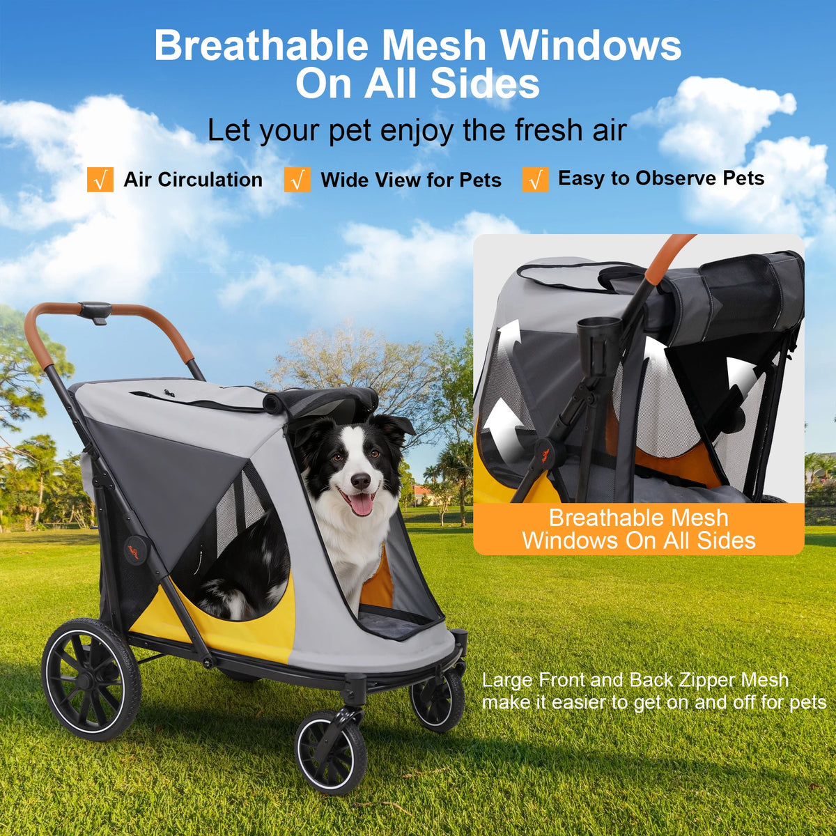 Foldable Pet Stroller For Dogs And Cats Up To 42kg