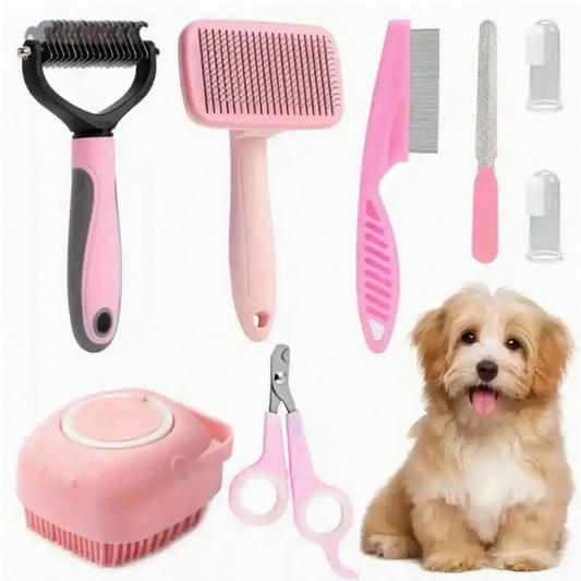 Complete Pet Grooming Kit With Nail Clippers And Brushes