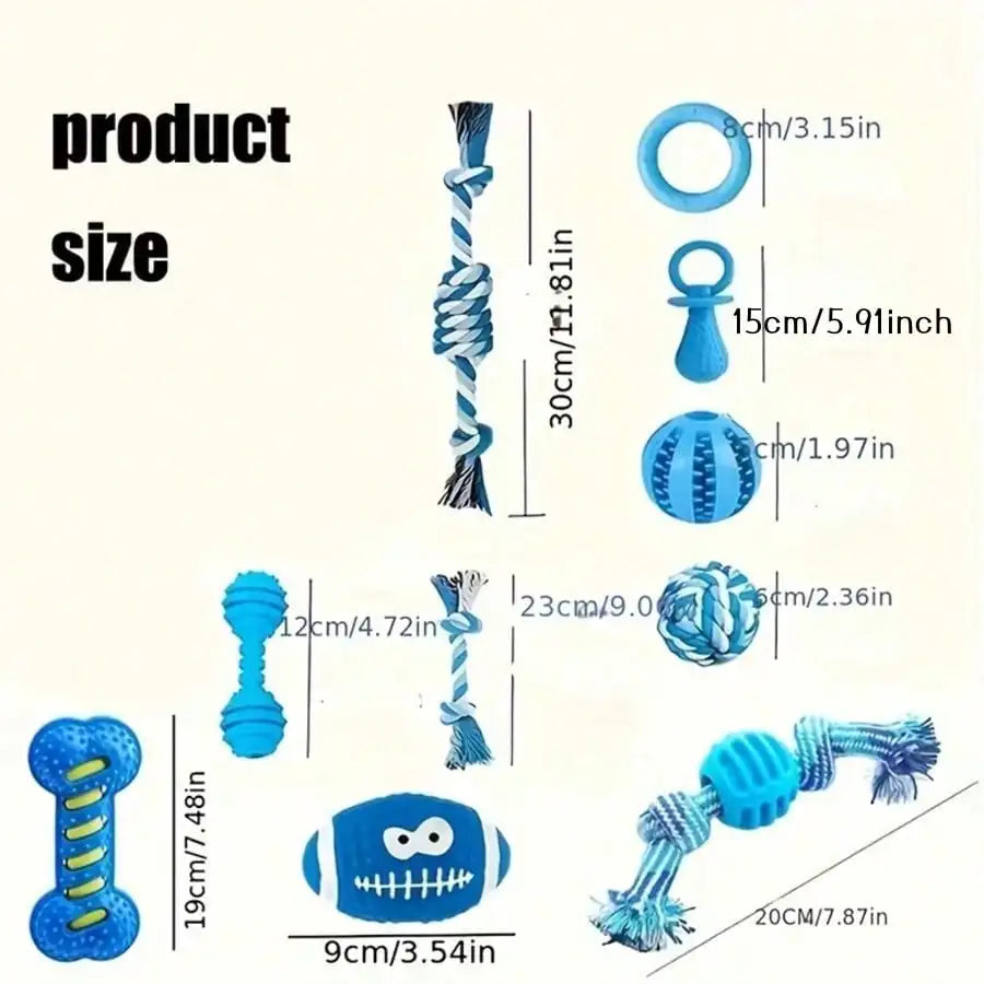 4/8pcs Pet Toy Set, Cute Blue Dog Chew Toys, Dog Rope Toys, Dog Ball Toys, Suitable For Dogs, Interactive Toys For Dogs