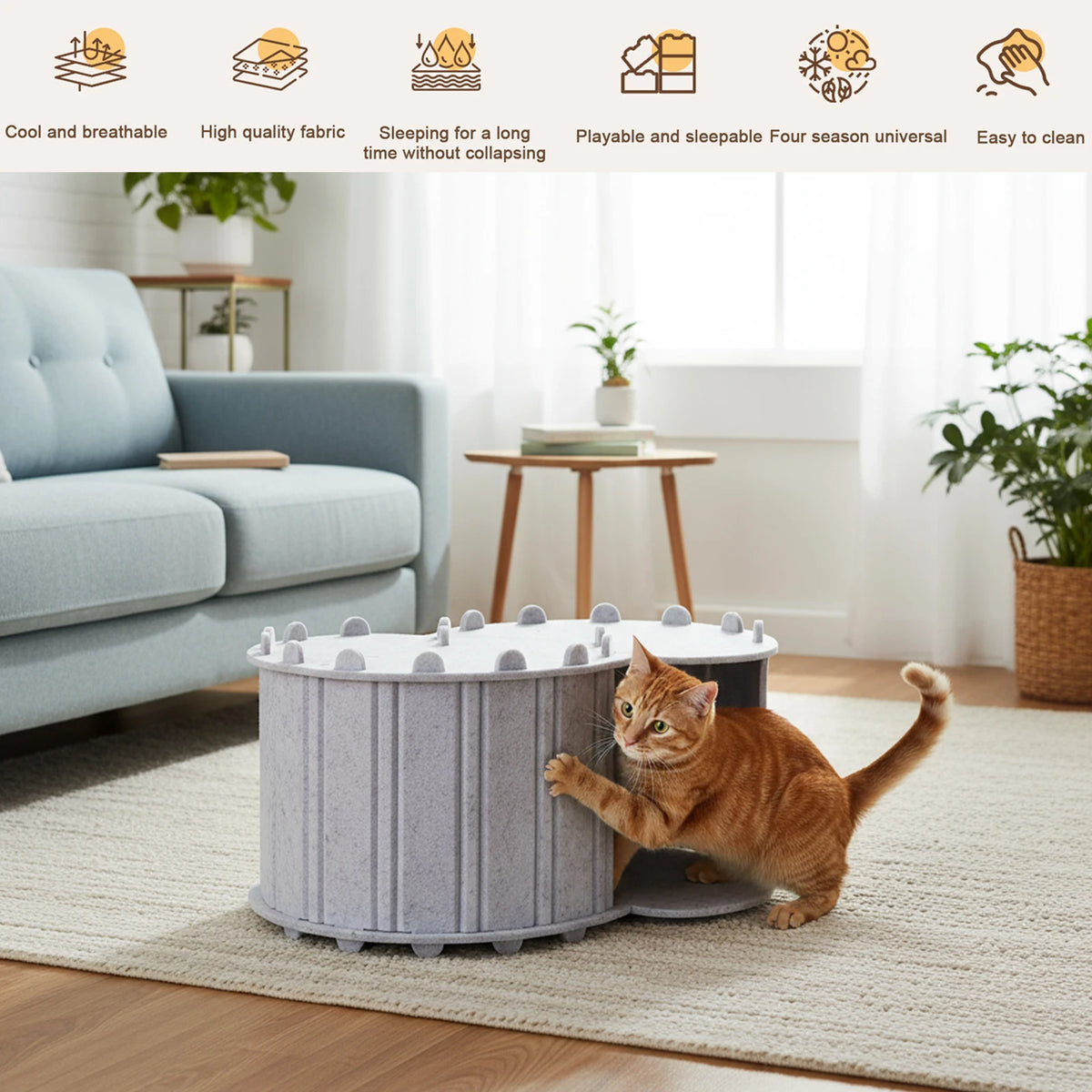 Foldable Cat Tunnel Bed Double Layer Peekaboo Cave House
